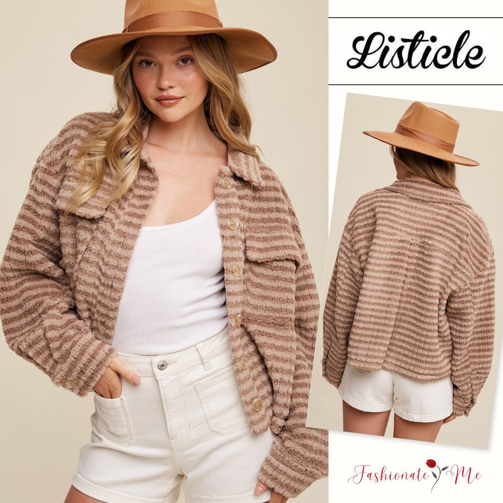 Listicle Brown Striped Button Down Shirt